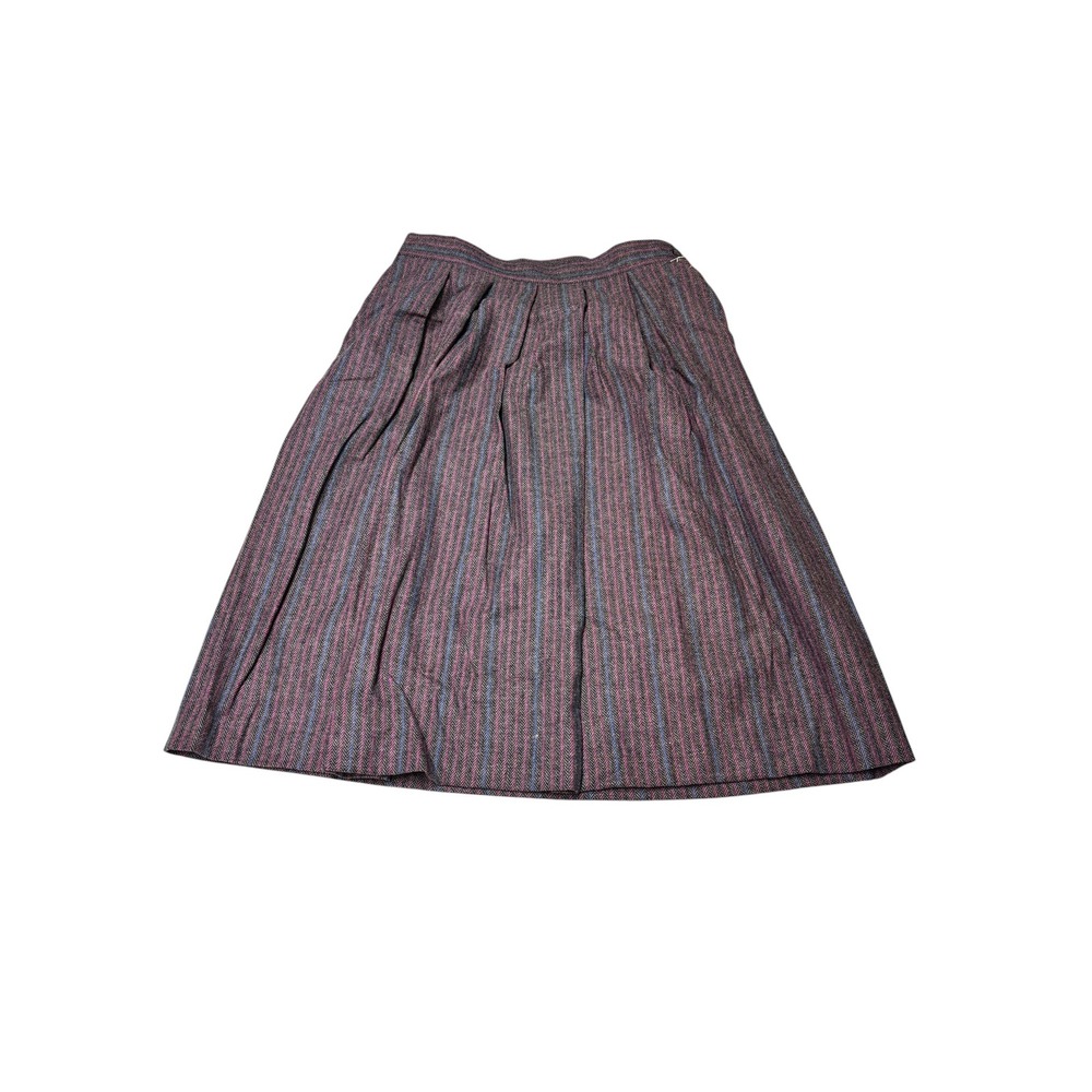 NWT VTG Deadstock Lady Hazan Wool Blend Herringbone Striped Pleated Midi 32X29